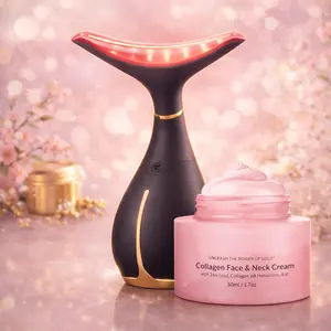 The Ultimate Duo for Neck Care. GLO24K Neck & Face LED Beauty Massager + Collagen Neck Cream