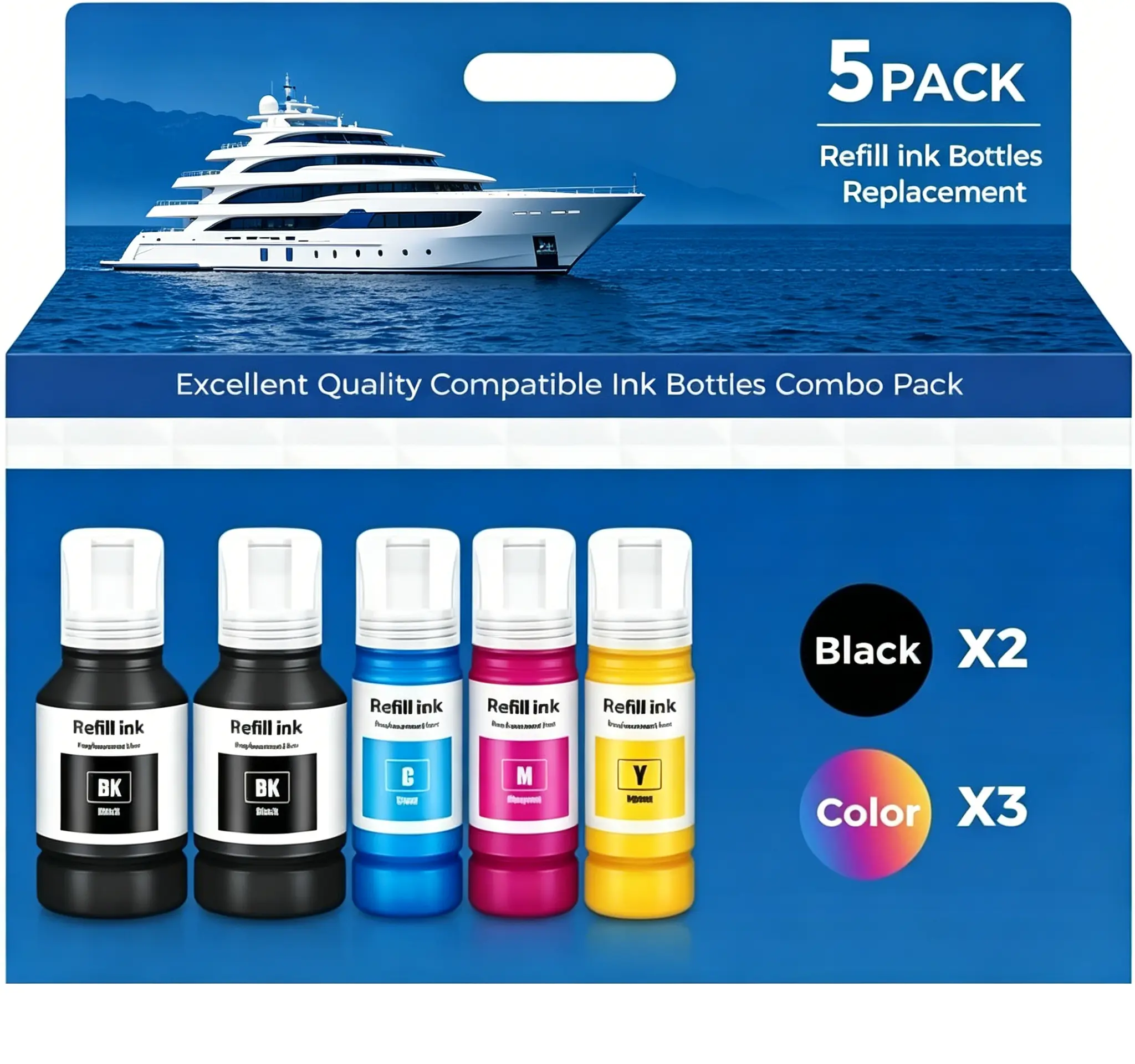 EPT502 Compatible Ink Refill Bottles for Epson   ET-2850,3850,4850,15000 Ink Refill for ET 2850,3850,4760, ET-3760,4950,2760,3830 ET-4850,4950,15000,3760,2980,3950   Office Ink & Toner Cartridge Refills,