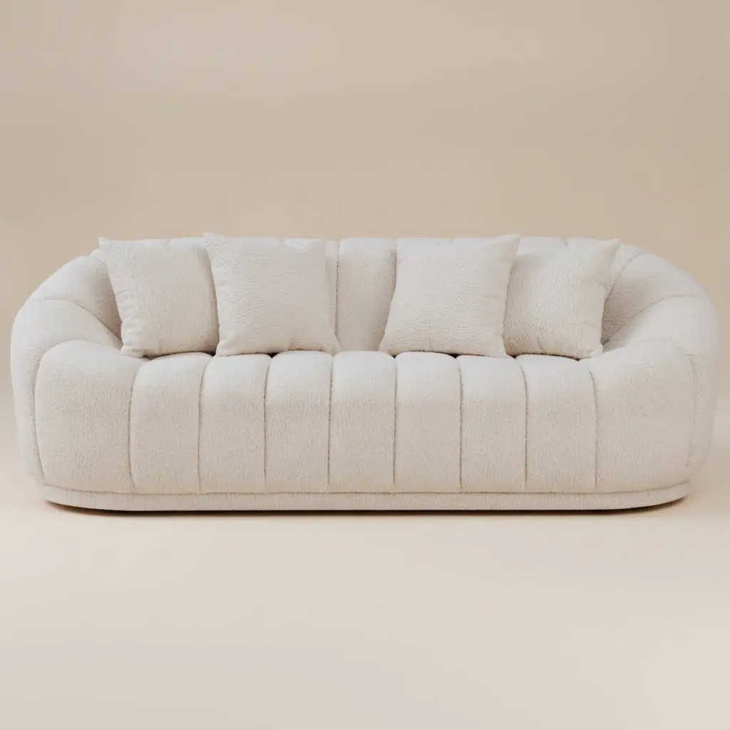 Forrester Sofa Modern Japandi Style Tight Back White Boucle