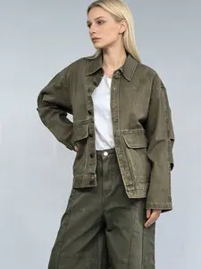 Lux Lee American Retro Denim Jacket – 370g Heavyweight Pure Cotton Fabric, Soft & Anti-Wrinkle, Active Dyeing Technology for Fade & Shrink Resistance, Multi-Pocket Design, Drop-Shoulder Silhouette, Perfect for Street Style & Spring Layering