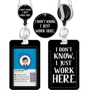 ID Badge Holder with Retractable Reel, 1 Count ID Name Tag Work Badge Clip, Heavy Duty Vertical Card Protector for Work Office Nurse