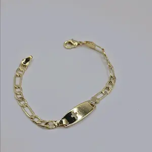 ID BRACELET with cross kids   toddler gold-plated figaro style ENGRAVING AVAILABLE leave a note with your name