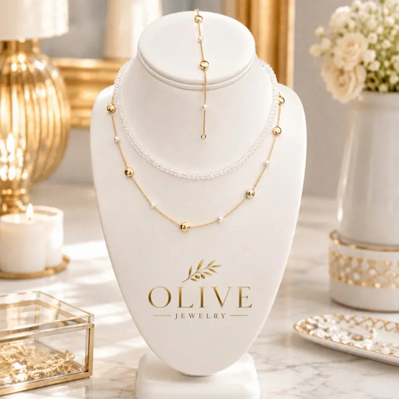 Olive Jewelry Venezia Set - Comes with 2 necklaces and a bracelet where simplicity expresses elegance brass non tarnish material
