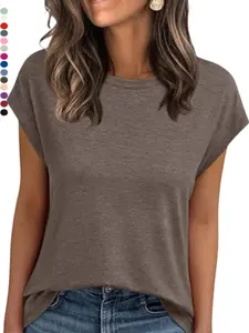 2026 Women's Cap Sleeve Tops for Summer - Soft Stretchy Versatile Basic Shirts for Office Casual Date Everyday Wear