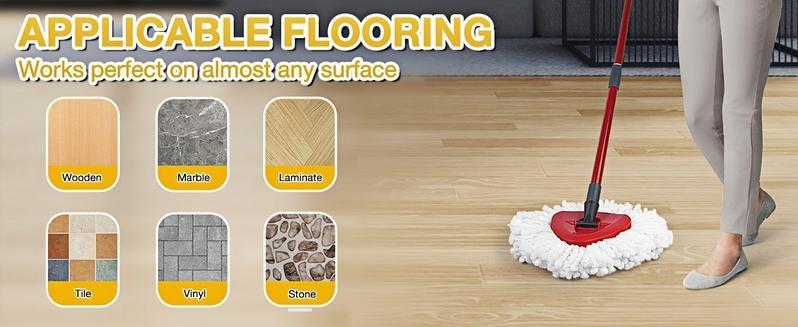Spin Mop Head Replacement & Shower Floor Scrubberfor O Cedar 1-Tank System Microfiber Mop Heads EasyCleaning Floor Head Mop Set with 4 Refills 30-58inHandle for Wood Tile Laminate Marble