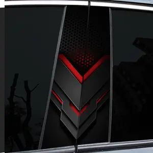 2-Piece B-pillar car decal, Sticker For Cars, black and red graphic, durable vinyl, semi-matte, easy to attach, perfect for glass and metal surfaces, as well as decorative laptops, helmets, motorcycles, Truck Decals, Vehicle Exterior Decoration