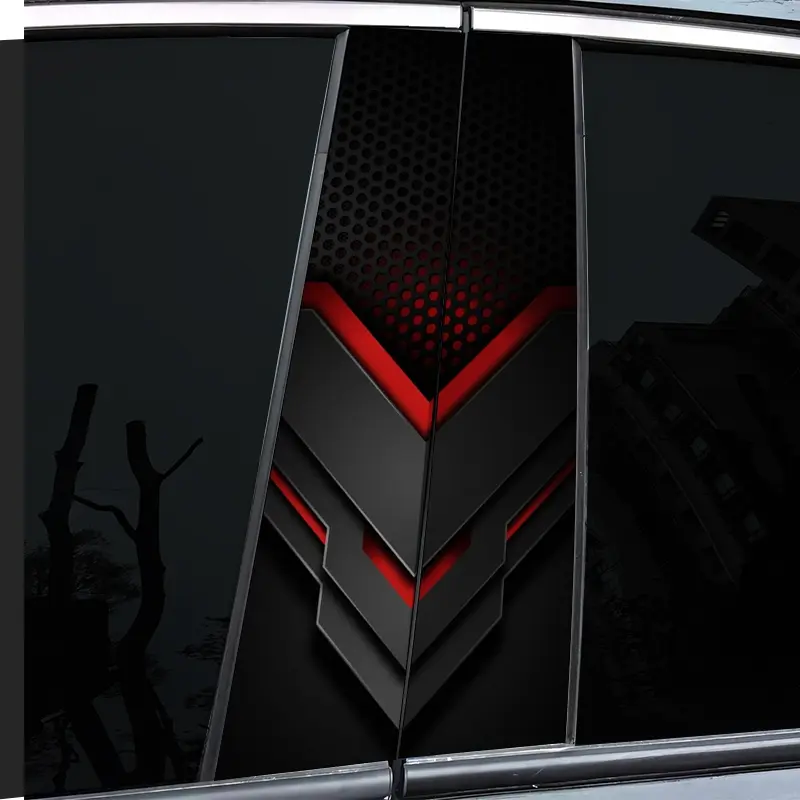 2-Piece B-pillar car decal, Sticker For Cars, Decals Stickers, Automotive Decals, black and red graphic, durable vinyl, semi-matte, easy to attach, perfect for glass and metal surfaces, as well as decorative Truck Decals, Vehicle Exterior Decoration