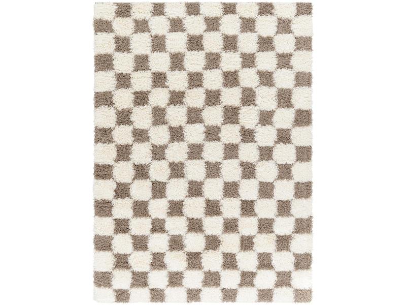 Livabliss USG2348-710102 Machine-Made Polypropylene Super Plush Area Rug, Scandinavian Style, 7.10ft x 10.2ft (94.49in W x 122.05in L), Synthetic Polymers, Tactile Woven Texture, Indoor Use, Cream & Brown, Spot Clean with Mild Detergent, Super Plush Area