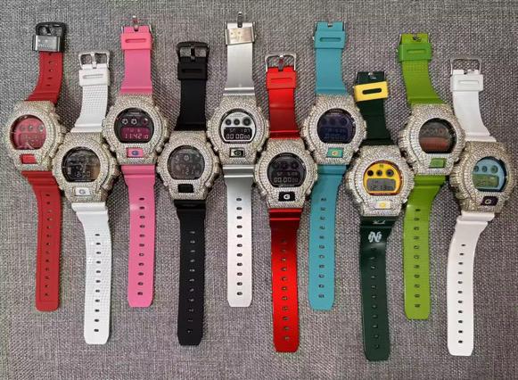 New Hip Hop Style Moissanite Luxury Watches with Colorful Bands and Digital Displays