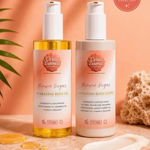 Coral Essence Duos Body Care Duo - Sunflower Oil Infused Hydrating Body Lotion & Oil Set for Dry Skin Repair - Natural Ingredients for Soft Smooth Skin