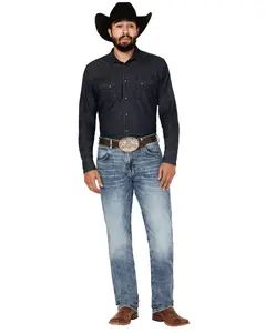 Wrangler Men's Retro Medium Wash Applewood Slim Straight Stretch Denim Jeans - 112344448-Lng