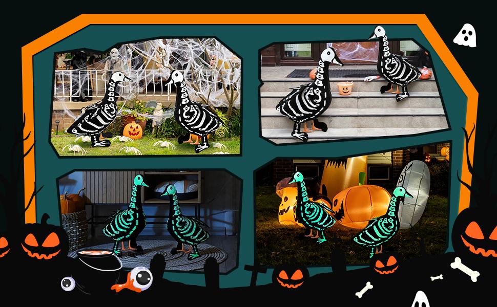 Halloween Porch Goose Outfits Glow in the Dark Skeleton Pumpkin Costume Clothes Accessories for 23'' Plastic/ Cement Goose Statue, Halloween Outdoor Patio Yard Lawn Decoration Halloween Porch Goose Outfits Glow in the Dark Skeleton Pumpkin Costume Clothes Accessories for 23'' Plastic/ Cement Goose Statue, Halloween Outdoor Patio Yard Lawn Decoration