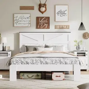 Bellemave  Bed Frame Headboard , Wood Platform Bed Frame , Noise Free,No Box Spring Needed and Easy Assembly Tool,Large Under Bed Storage