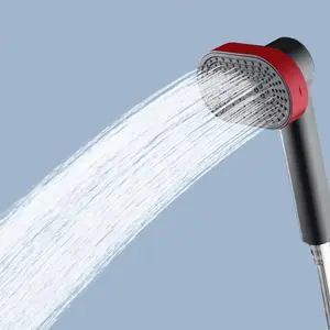 360° Rotating Shower Head, Bathroom Pressure Boost Spray, Handheld Shower Head, 4 Shower Modes, One-Button Shut off Valve