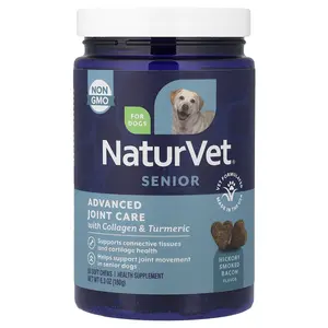 NaturVet Senior Advanced Joint Care, With Collagen & Turmeric, For Dogs, Hickory Smoked Bacon, 60 Soft Chews, 6.3 oz (180 g)