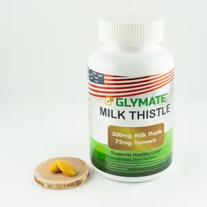Glymate 300mg Milk Thistle 75mg Tumeric - Supports Healthy Liver, Detoxifies, Promotes Digestion & Immunity, Non-GMO - Dietary, Healthcare