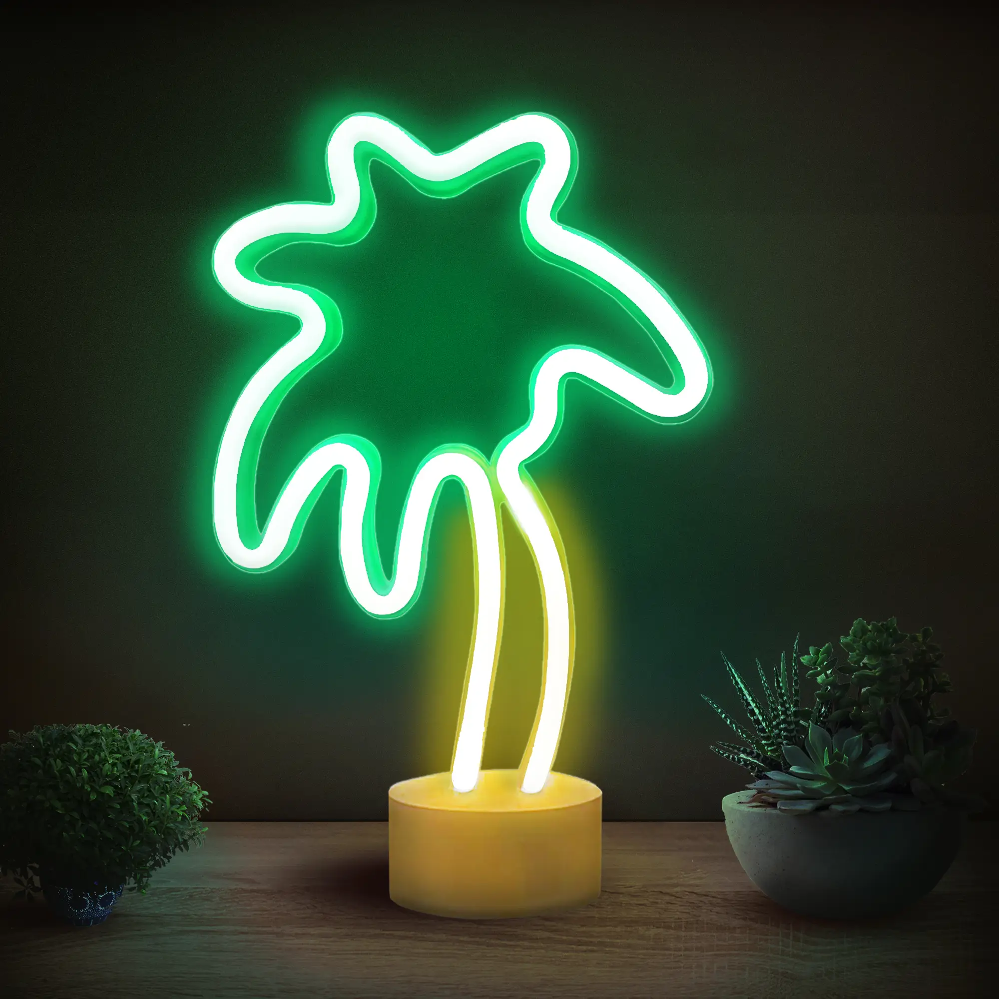 Palm Tree Lights Neon Signs - Coconut Tree LED Light for Bedroom, Desktop, Tabletop Decor - Battery/USB Powered Led Light