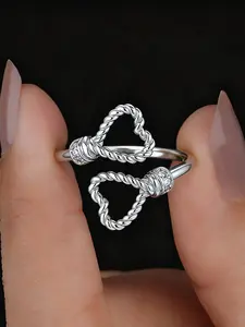 Love Knot Design Cuff Ring, Vintage Rings, Heart Design Ring, Fashion Jewelry for Party, Daily Clothing Decor, Trendy All-match & Exquisite Jewelry for Birthday Gift