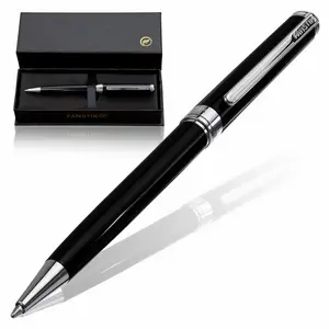 FANSTIK Black & Silver Luxury ballpoint Pen, Chrome Finish, Professional executive pen gift set for men (Lux BallPoint Black-Silver)