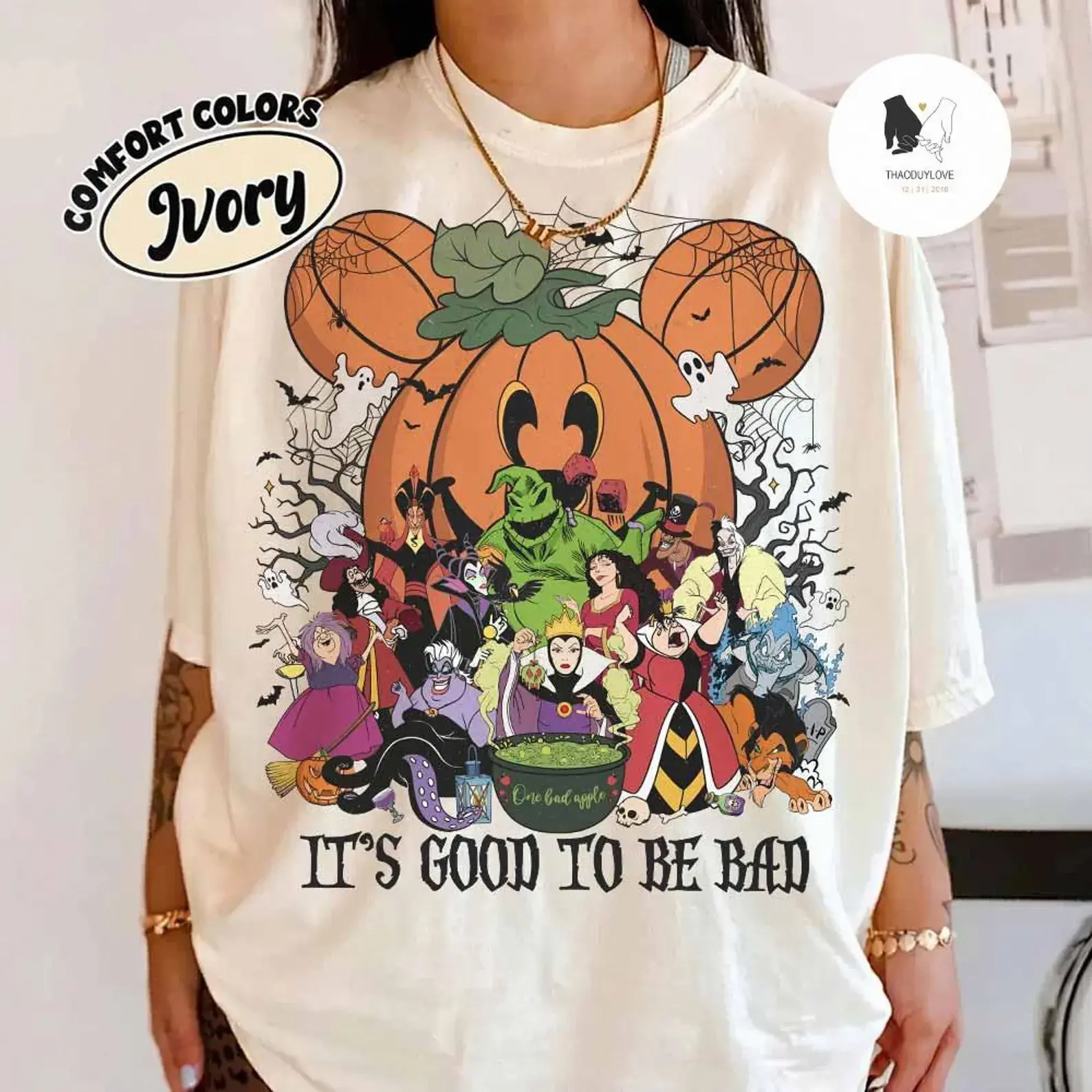 Retro It's Good To Be Bad Villains Comfort Colors Shirt, OogieBoogie Bash Halloween Tee, Maleficent Ursula Hades Trip Group Clothes