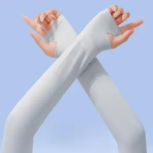 Sun Protection Arm Sleeves for Women Breathable Cooling Ice Silk for Driving Cycling & Outdoor Sports Double Ribbed Cuff Hidden Thumb Hole Quick Dry Fabric UPF50+ UV Protection