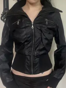 Women's Solid PU Leather Long Sleeve Zipper Jacket Coats, Casual Fashionable Outerwear, Stylish and Comfortable Design Jacket for Daily Wear, Biker Jackets