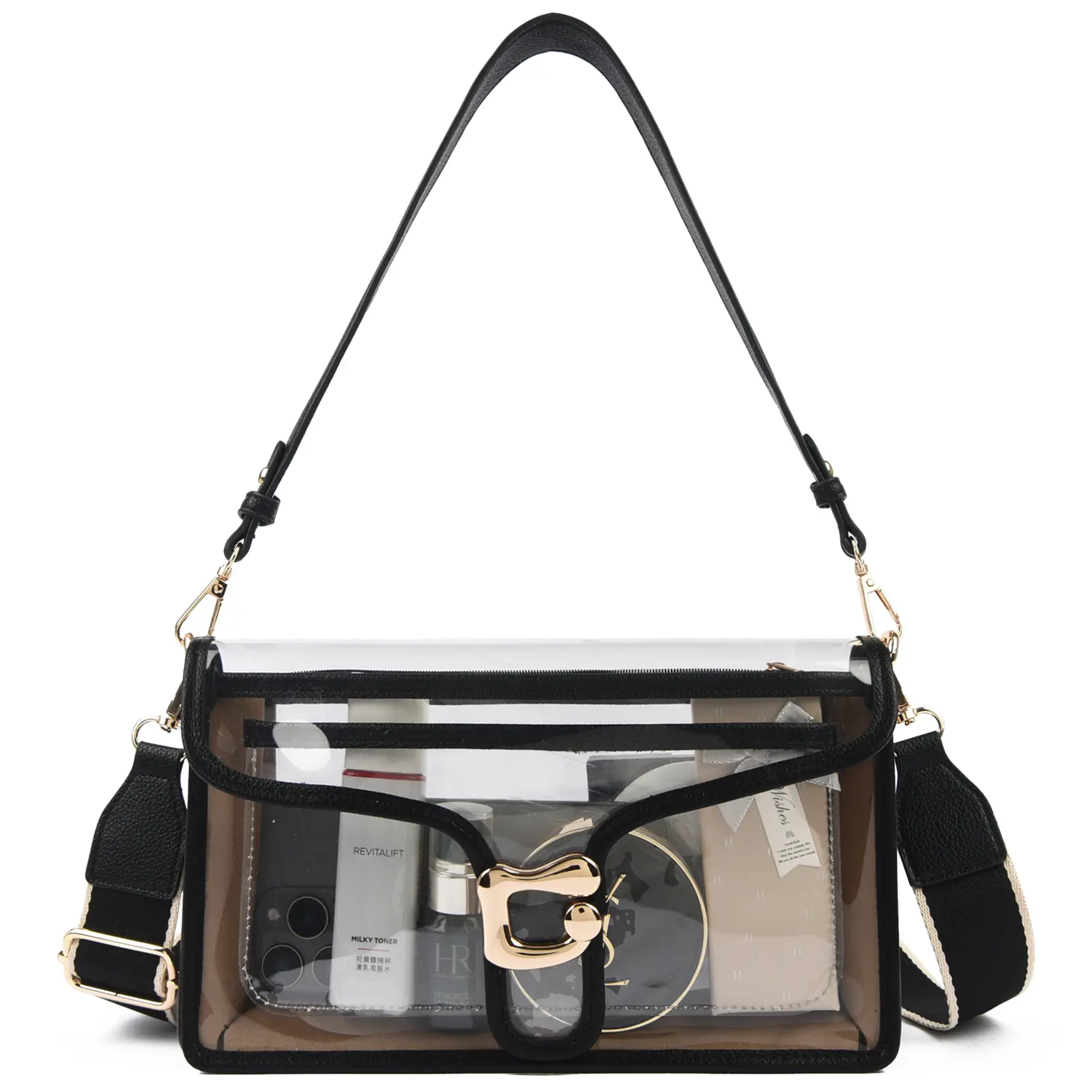 Travistar Clear Crossbody Bag for Women – Chic Transparent PVC Shoulder Purse with 2 Detachable Straps for Concerts & Daily Use