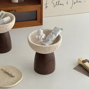 Rustic Ceramic Tray Ornament, High-End Desktop Storage Plate, Aromatherapy Jewelry Display Dish, Not Plated with Precious Metal