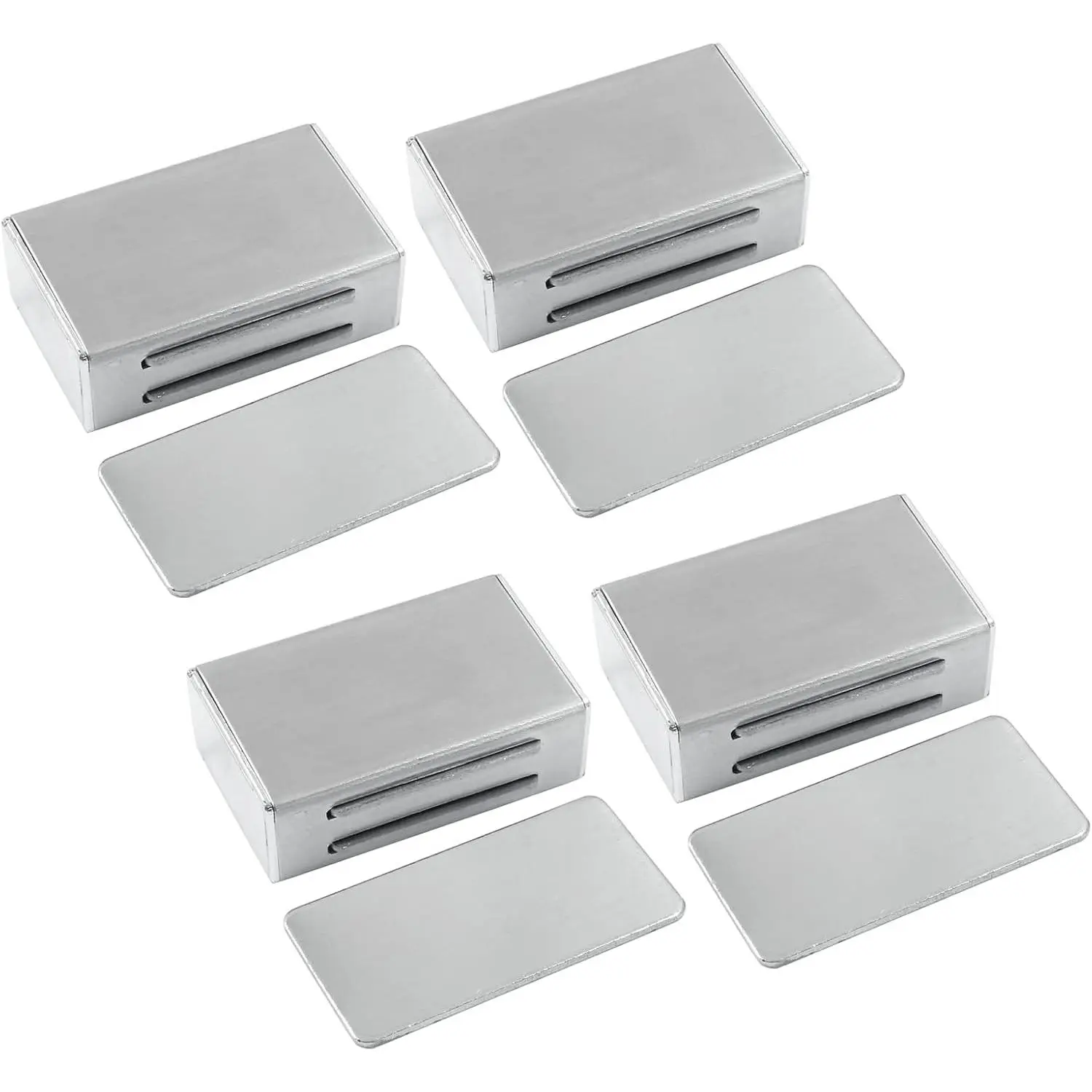 4 Pack Magnetic Door Catch, Stainless Steel Magnetic Latch with Adhesive, Ultra Thin Door Magnets, No Drilling Cupboard Magnetic Latches for Drawer Closet and Kitchen Cabinet