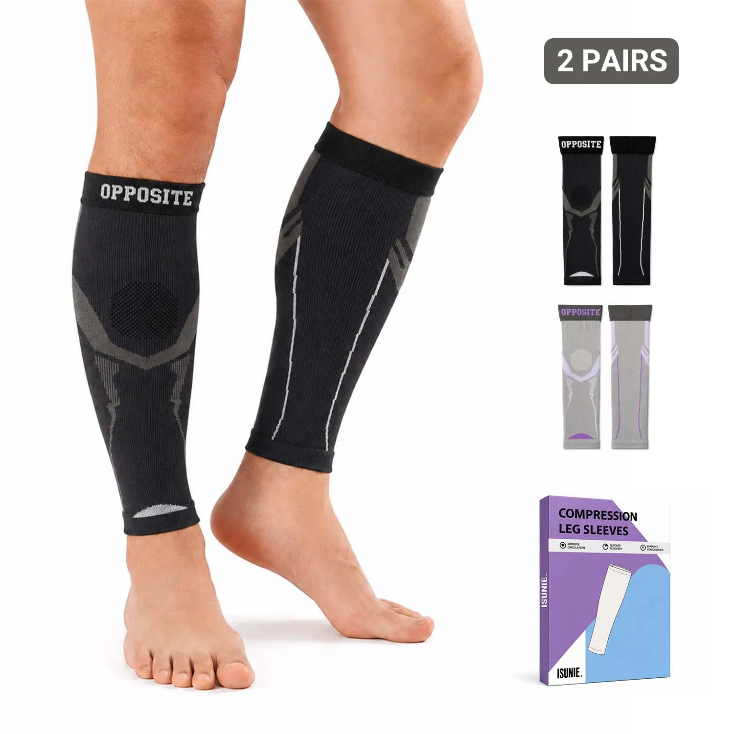 Compression Calf Sleeves for Men & Women, Breathable Leg Support with Flexible Stretch and Stay-Put Cuffs for Running, Training, Cycling, Travel & Daily Wear