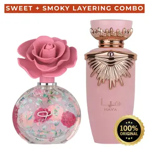 Lattafa Haya & Layaan Eau de Parfum Duo – Floral Aroma Unisex Fragrance Pack | Perfume Scent Blend Cologne Scented Cosmetic EDP