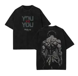 Baki Hanma Baki the Grappler Colletion Anime Double Printed Vintage Washed Tee - Tank Top Unisex Oversize Anime Manga Washed Heavyweight Cotton T-shirt