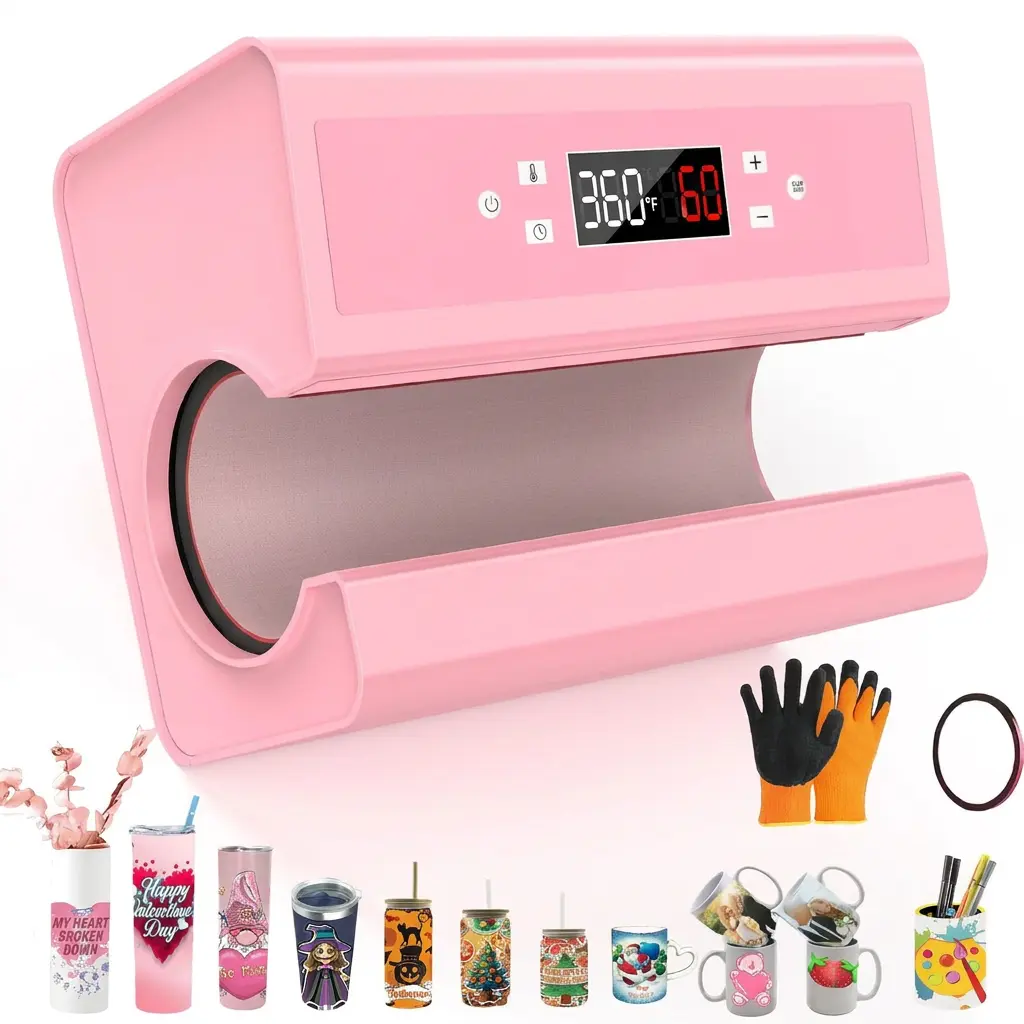 Auto Mug Press Machine for Tumbler Cup, 11-30oz Professional Tumbler Heat Press for Sublimation, Automatic Rotation Full Wrap Technology, Precise Digital Temp & Time Control for DIY Gift Crafts