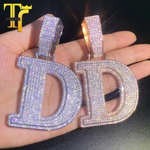 S1C Men's Hip-Hop Style Moissanite & Moissanite-Embellished Initial/Digit Pendant Necklace - Light Luxury Fashion Jewelry for Casual & Formal Wear, Hip Hop Necklace, Encrusted with Stones