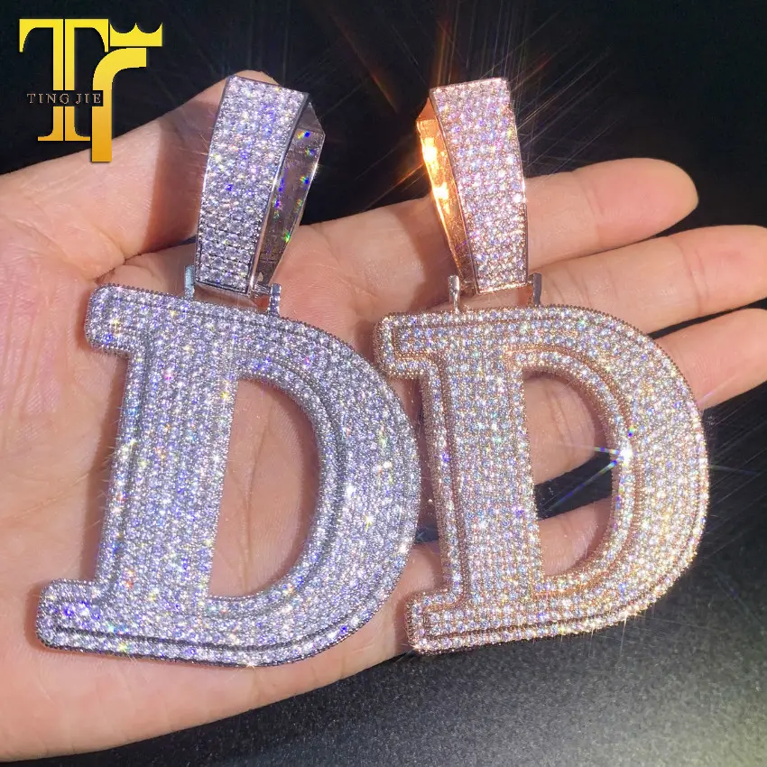 S1C Men's Hip-Hop Style Moissanite & Moissanite-Embellished Initial/Digit Pendant Necklace - Light Luxury Fashion Jewelry for Casual & Formal Wear, Hip Hop Necklace, Encrusted with St