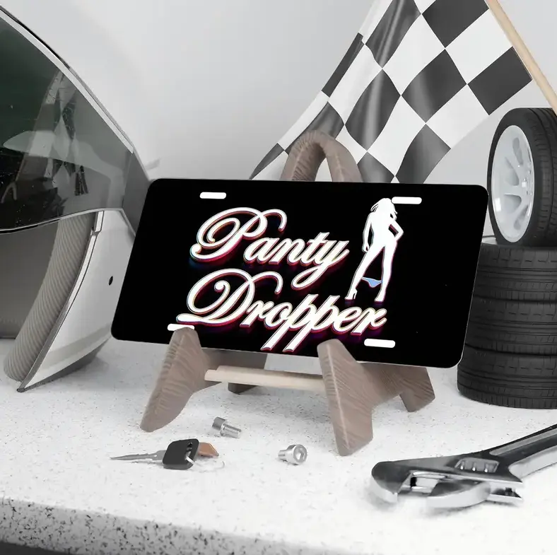 [Funny Novelty Style] Panty Dropper License Plate, Aluminum Metal Vanity Car Tag, Humorous Front License Plate, Truck SUV Auto Decor, Funny Gift for Car Enthusiasts