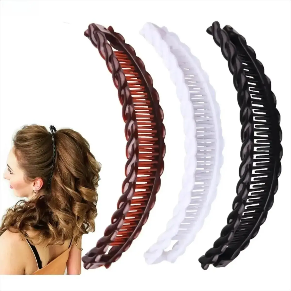 3-Pack Decorative Banana Hair Clips for Women, Retro Strong Hold Fashion Accessories for Wedding, Graduation, and Christmas Events, Decorative Hair Clips, Engagement, Cute Hair Clips, Fashion Hair Accessories