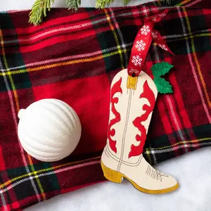 Holly Cowboy Boot Ornament