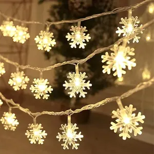 Christmas Decorations Lights, 20 Ft 40 LED Snowflake String Lights Battery Operated Fairy Lights for Bedroom Room Party Home Office Decor Indoor, Outdoor Tree Decorations