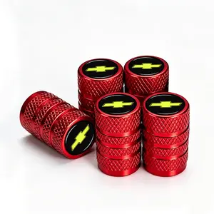 5-Pack Red Black Rubber Sealed Tire Valve Stem Caps, TPMS Safe Dust Leak Rust Proof, Heavy Duty Offroad Wheel Accessories for Chevrolet Silverado Tahoe Equinox Malibu Traverse Camaro Colorado Truck SUV