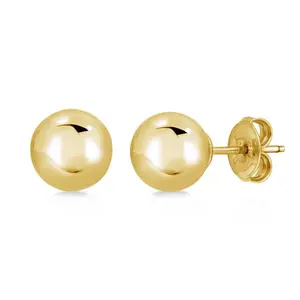 BERRICLE Yellow Gold Flashed Sterling Silver Ball Bead Stud Earrings for Women Men Unisex