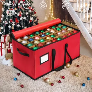 Christmas Decoration Storage Box, Dual Zipper Design, Holds 128 3 Inch Holiday Ornaments, Easy Organization and Storage, Perfect for Christmas Enthusiasts, Collapsible Storage Box