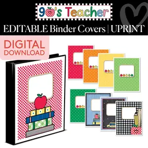 Printable Retro Editable Binder Covers | 90s Teacher