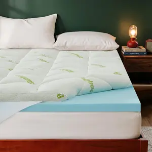 Queen Mattress Topper, Dual Layer 4 Inch (2" Gel Memory Foam + 2" Pillow Top Cover), Bamboo Viscose 2-in-1 Mattress Pad Overfilled with Down Alternative, 8-23 Inch Deep Pocket, Queen