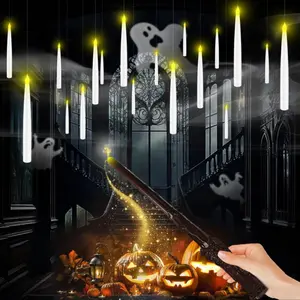 Flameless Candles with Magic Wand Remote Control for Christmas Decor, Candles Battery Operated Hanging Window Candles, Flickering Electric LED Candle for Christmas Halloween Decorations