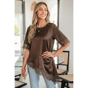 Saige Short Sleeve Satin Top