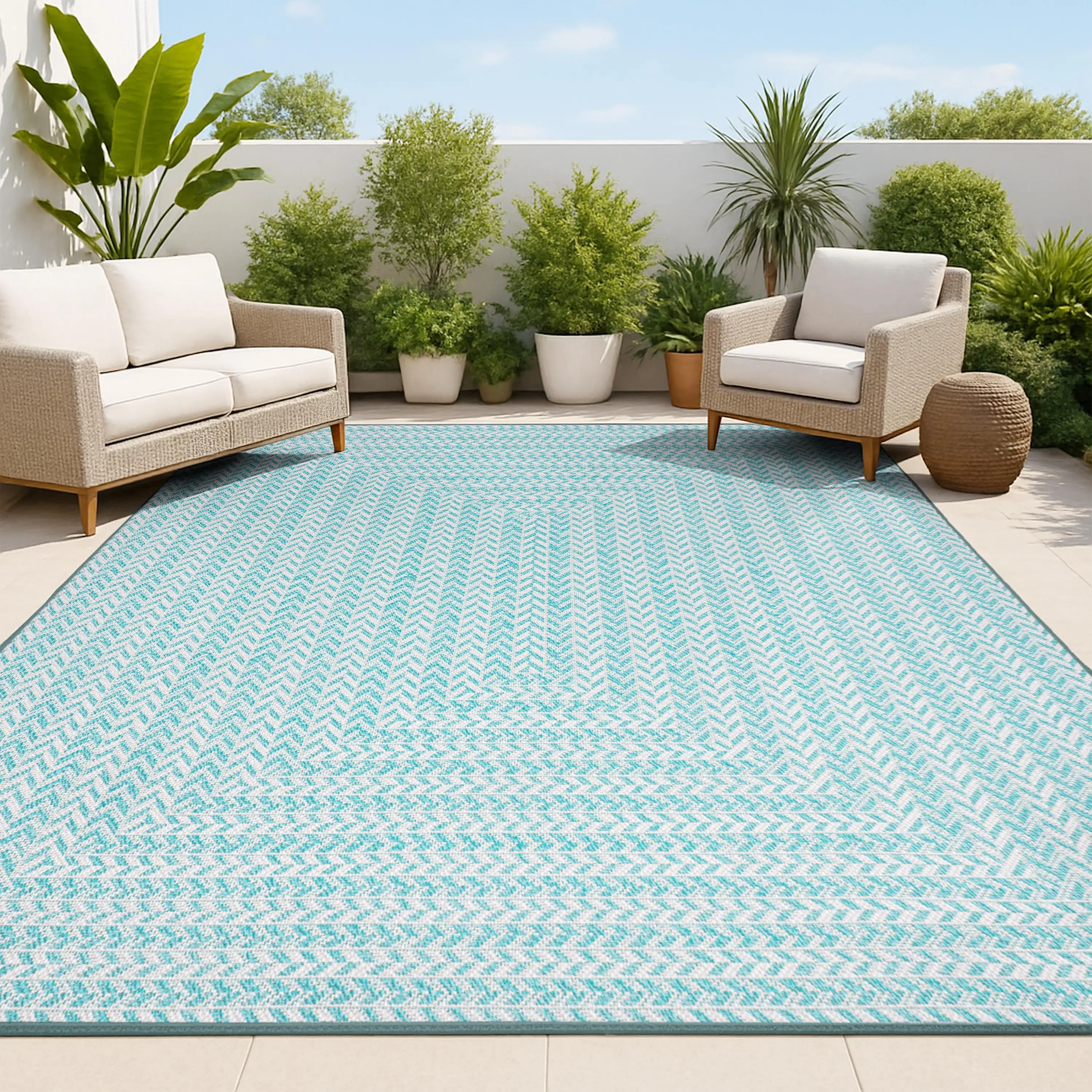 JONATHAN Y Chevron Concentric Squares Geometric Modern Abstract Rug - Indoor/Outdoor Farmhouse Coastal Area Rug for Living Room, Patio, Bedroom, Geometric Area Rug