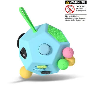 12 Sided Fidget Cube, Stress Relief Toy, Anti Depression Cube, Fidget Toy for ADHD, Anxiety, Focus Training Supplies for Students & Adults, Multifunction, Durable