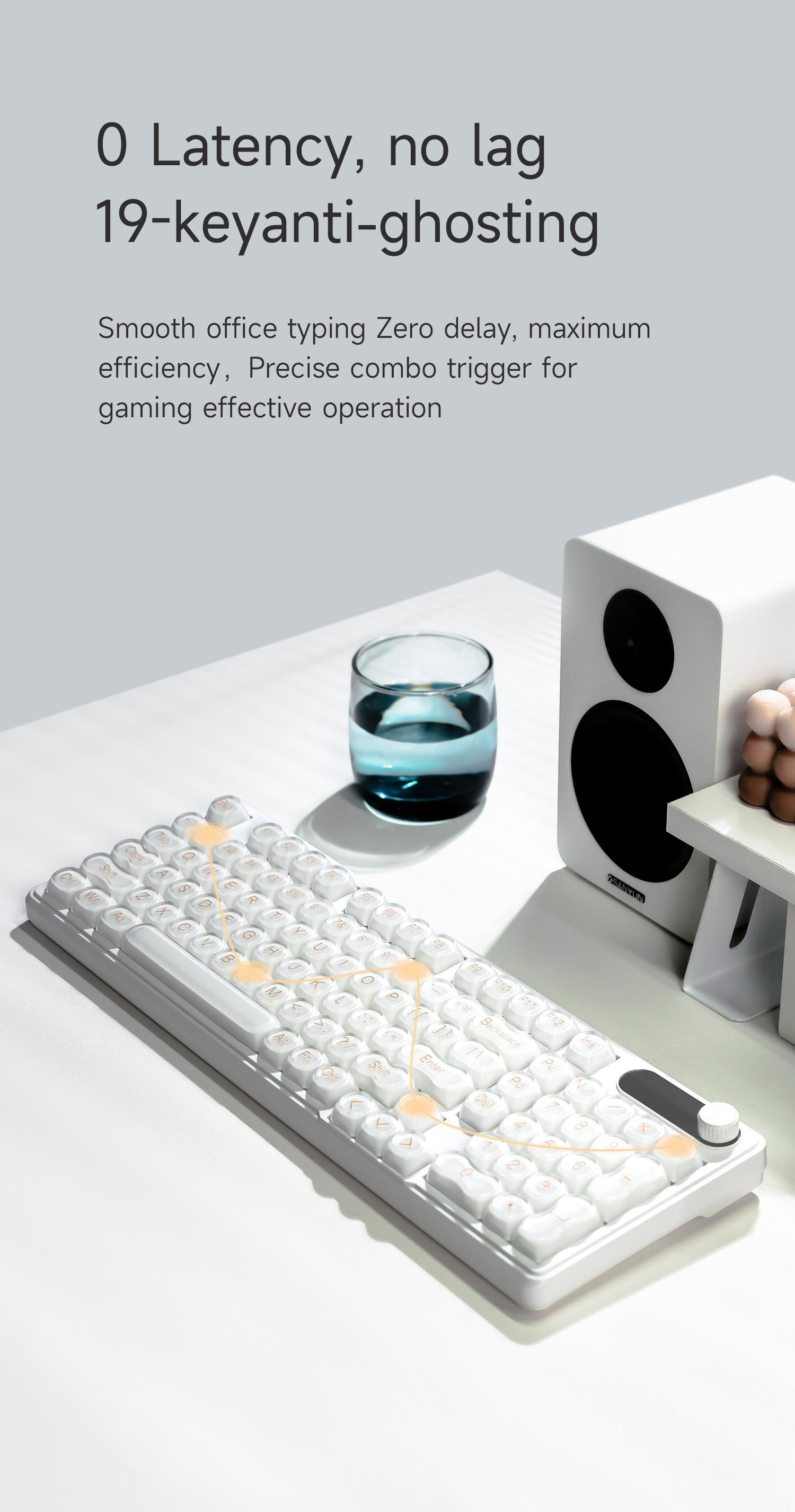 Completely Upgraded  IP98 Keyboard - 98 Keys Gradient Side-Engraved, Tri-Mode Wireless, Media Knob, RGB Backlit, Silent Mechanical Feel for Office & Gaming on PC and Mac Computers, Idea Birthday Gift