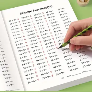 9-Year-Old Student Math Practice Book, Durable Paper Arithmetic Workbook, Handwriting Exercise, School Supplies, 48 Pages Multiplication & Division